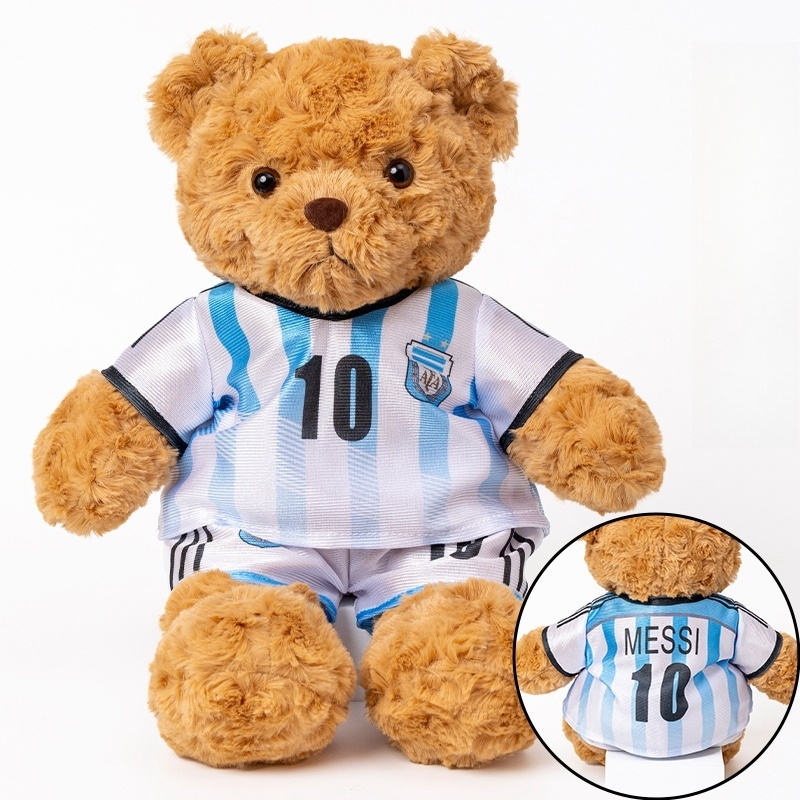Football Mascot World Game Plush Stuffed Cartoon Soft Teddy Bear Toy Doll with custom T-shirt