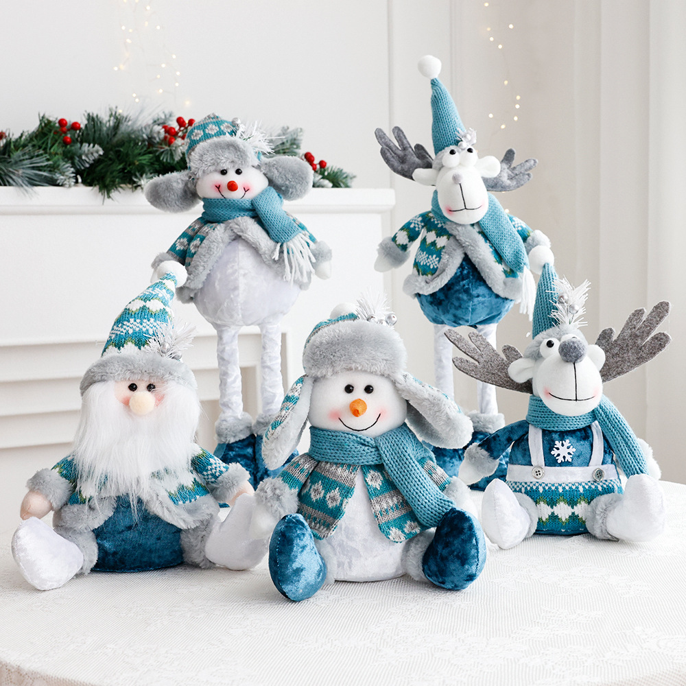 Creative Wholesale Plush Stuffed Cartoon Telescopic Santa Claus Toy Interactive Doll