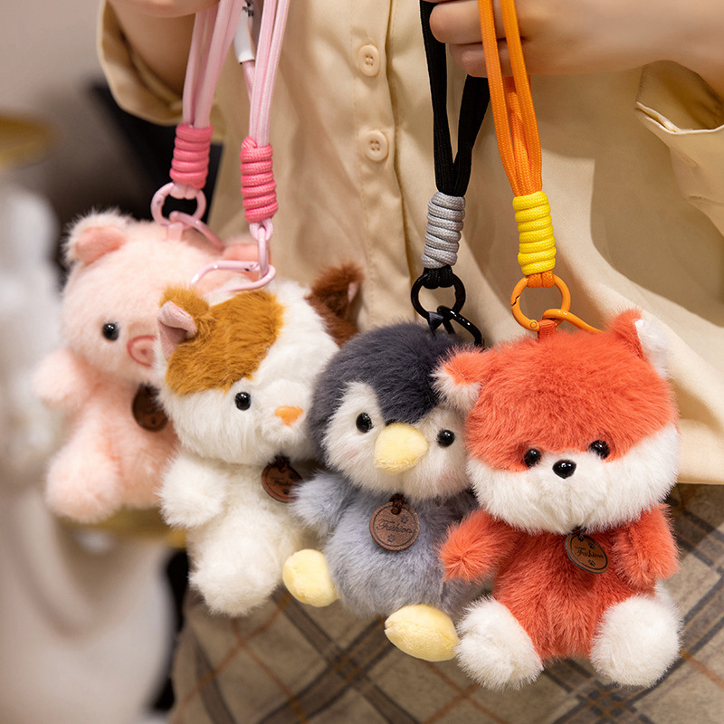 Wholesale Plush Stuffed Fluffy Cute Animal Series Toy Doll Keyring