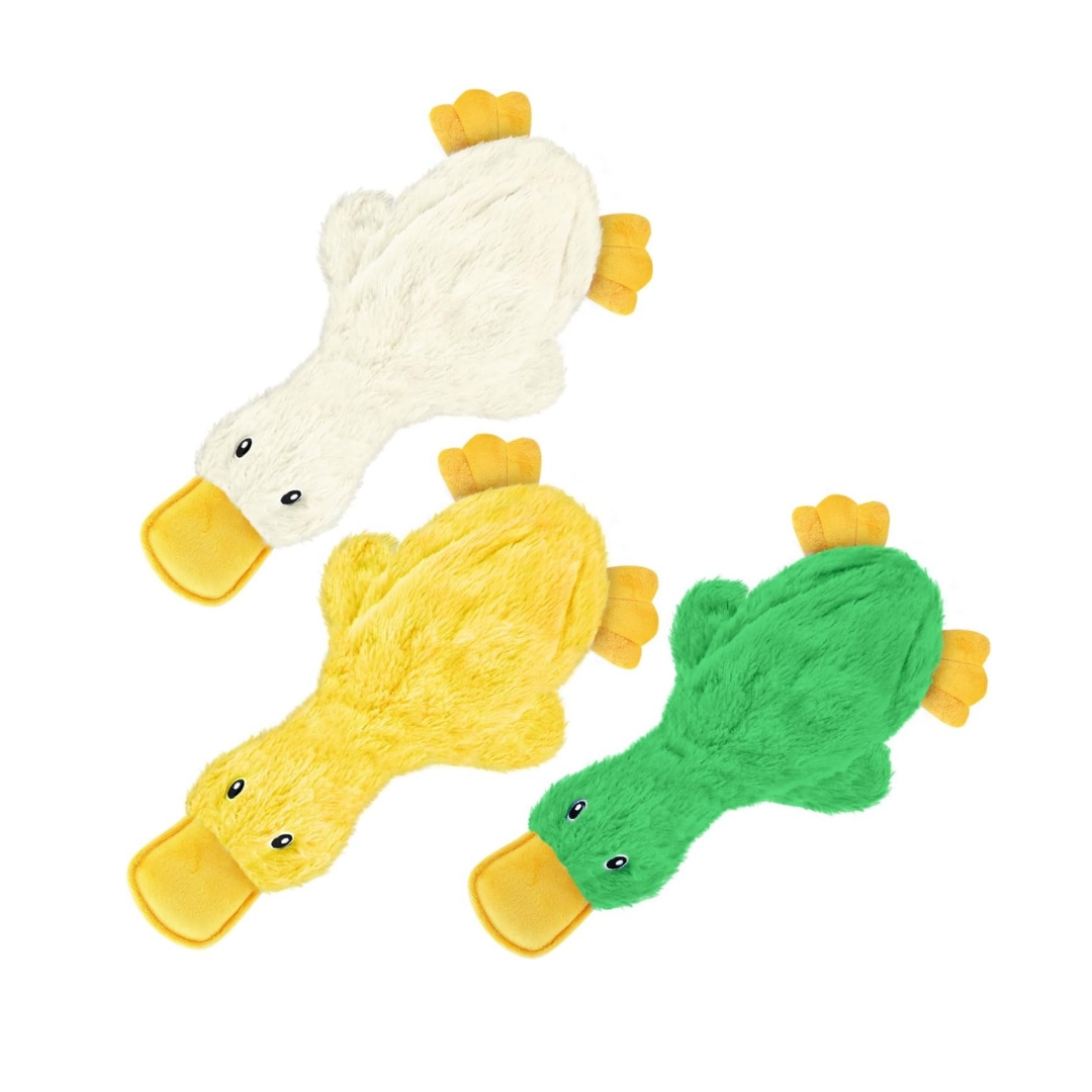 Crinkle No Stuffing Duck Animal with Soft Squeaker Plush Dog Chewy Toys