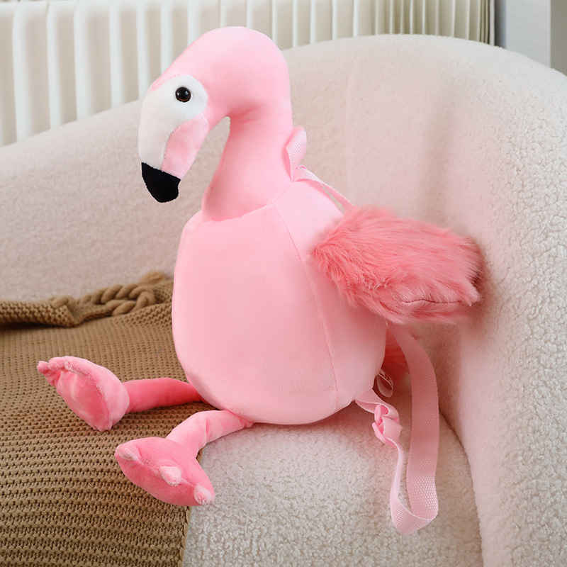 Creative Design Plush Stuffed Pink Flamingo Toy Bag Child Backpack