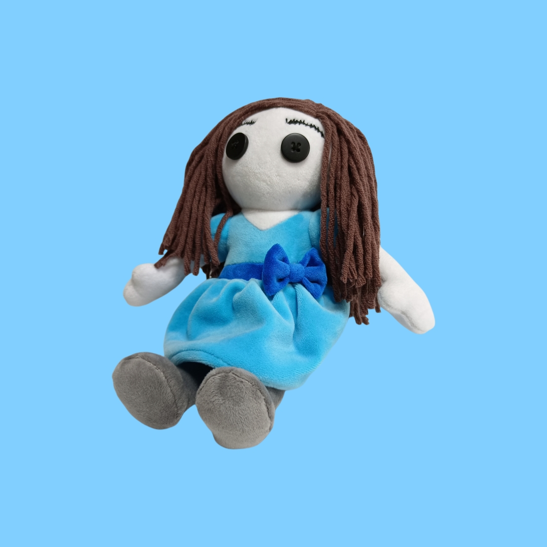 Rag Plush Girl Doll with Woolen Yarn Hair Gift Toy