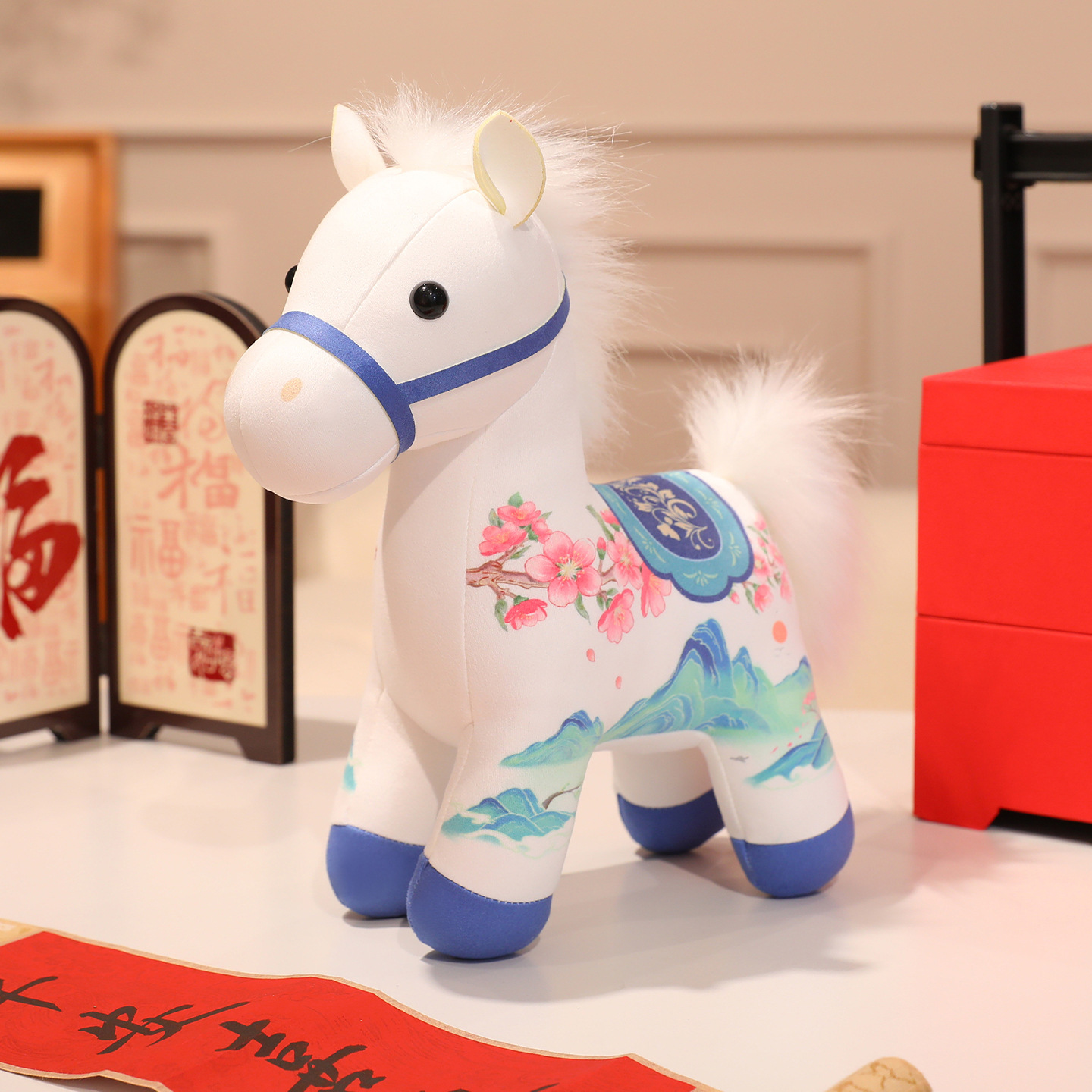 Custom Printing Exquisite Gift Plush Stuffed Animal Horse Toy Doll