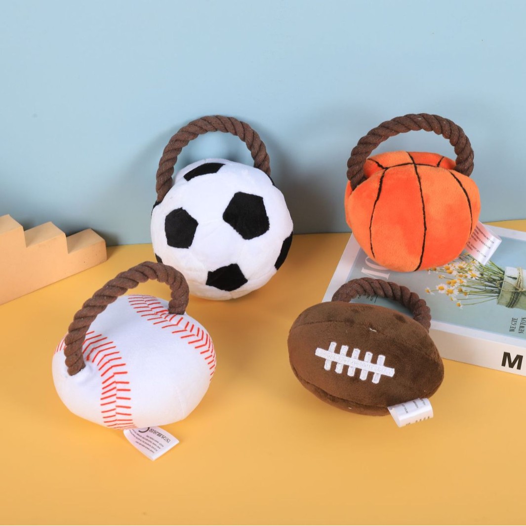 Creative Pet Plush Ball Series Dog Squeaky Chew Cotton Rope Toy