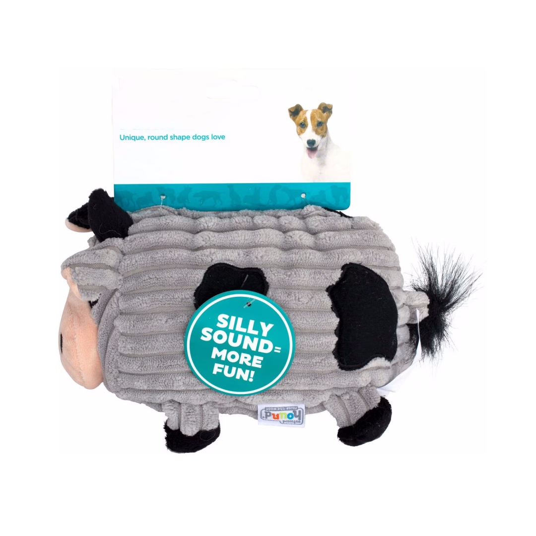 Grey Lying Cow Animal Plush Custom Wholesale Dog Chewy Squeaky Toy