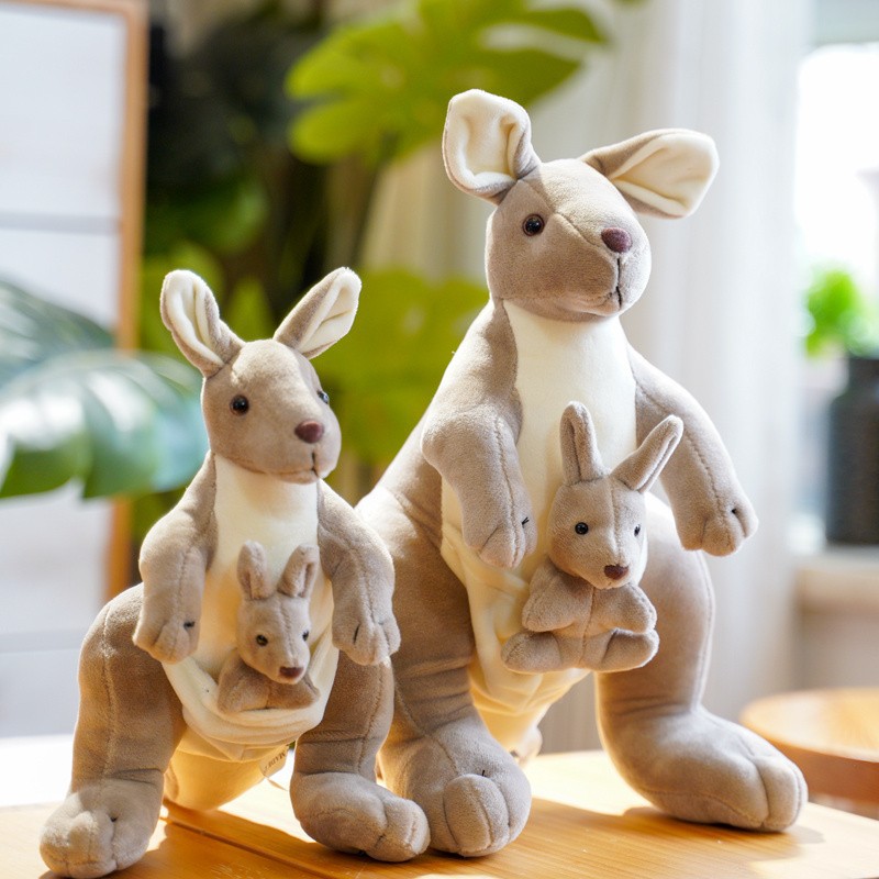 YD-KB070 Kangaroo Grey Soft Stuffed Plush Animal Custom Wholesale Toy with Joey
