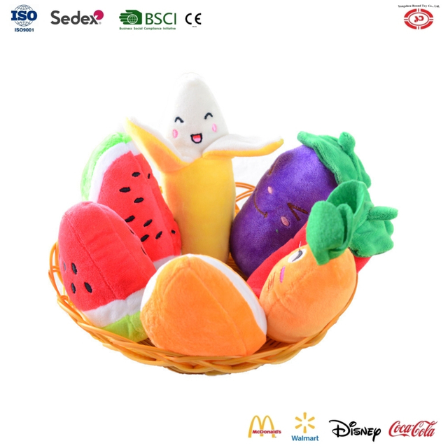 YD-BD011 Fruits Vegetables Creative Custom Plush Pet Gift Soft Squeaky Dog Toy