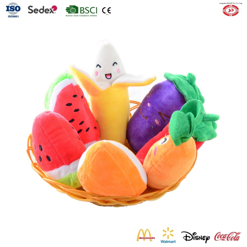 YD-BD011 Fruits Vegetables Creative Custom Plush Pet Gift Soft Squeaky Dog Toy