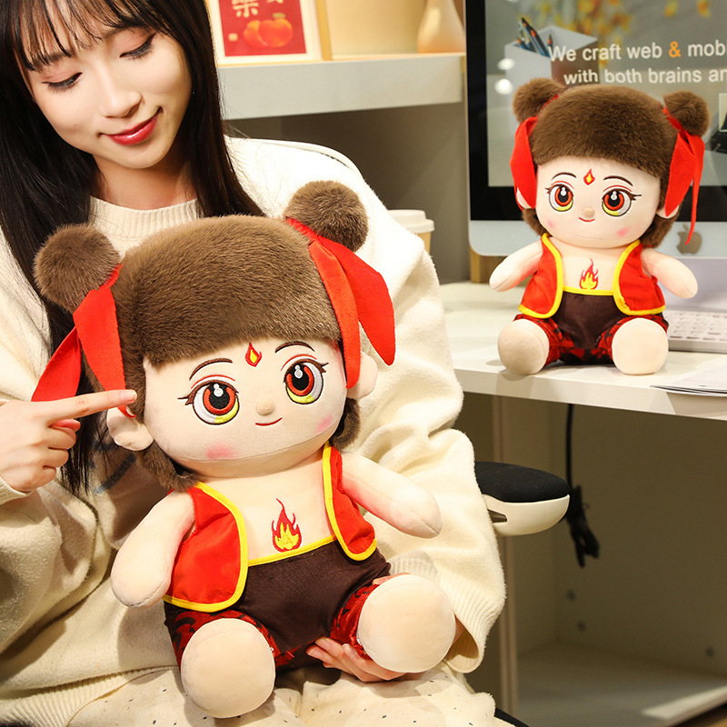 Nezha Brave Boy Plush opgestopte tekenprentfiguur Figuur Custom Toy