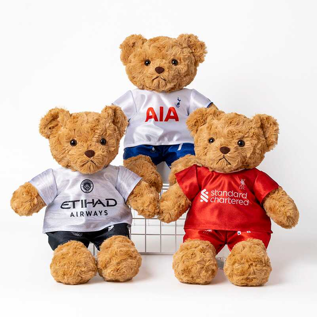 Sokkermascot World Game Plush opgestopte tekenprent sagte teddiebeer speelgoedpop met pasgemaakte t-hemp