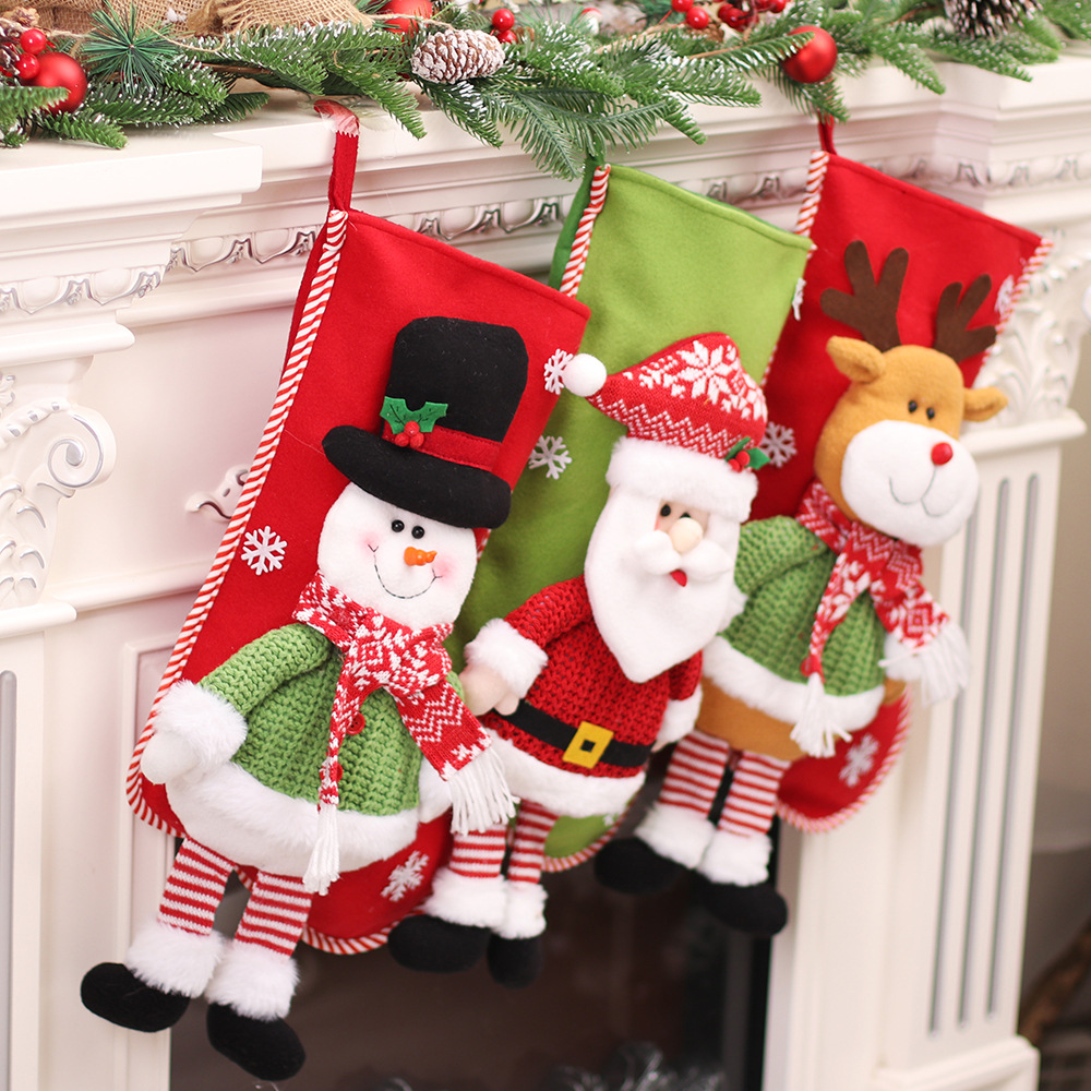 Wholesale Christmas Decoration Plush Stockings Polar Fleece High Quality Socks