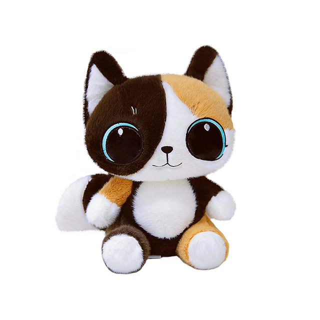 Fluffy Cat Plush Collectible Soft Big Eyes Cute Gift Mascot Toy