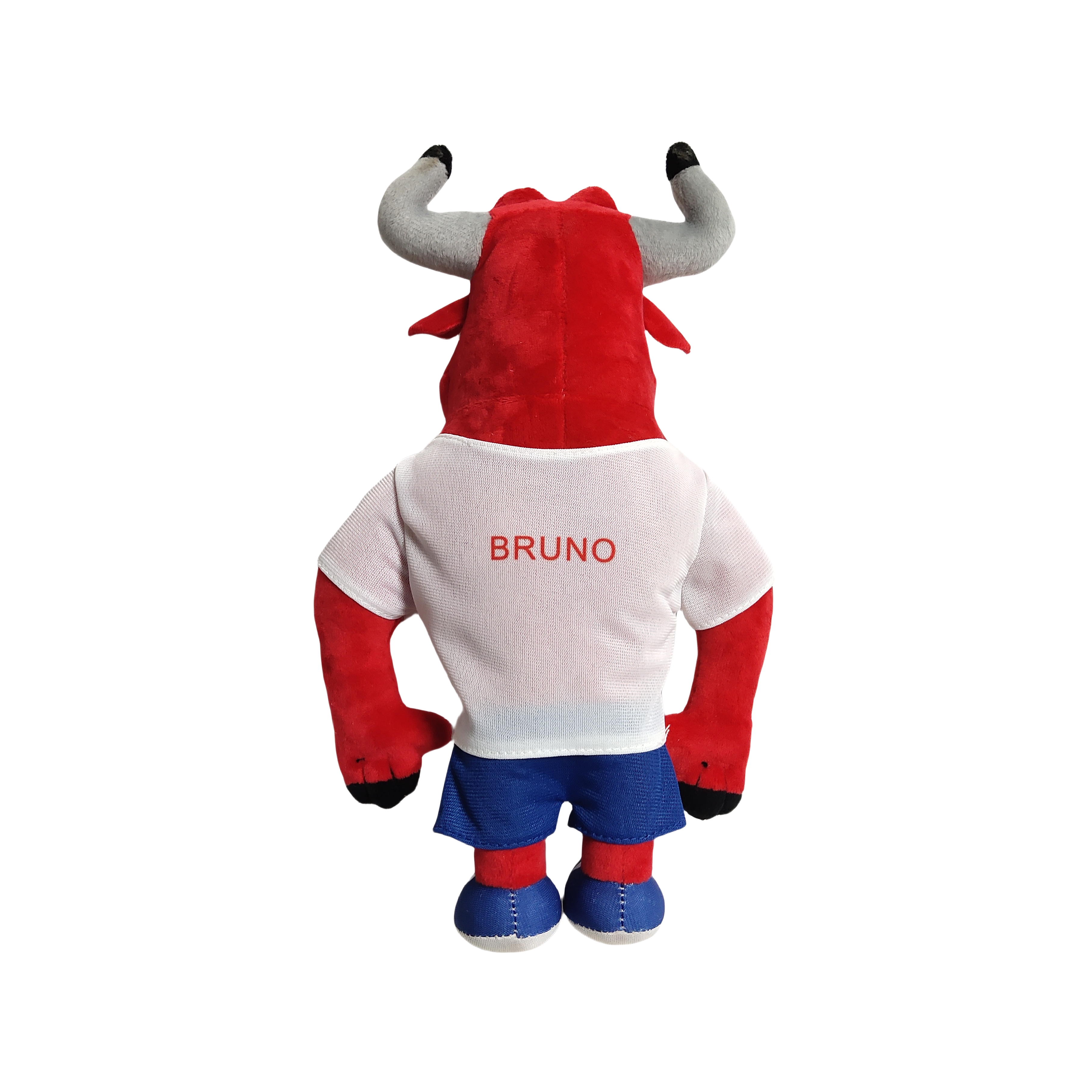 Red Bull Plush with T-shirt Printed Logo Custom Soft Standing Mascot Stuffed Toys