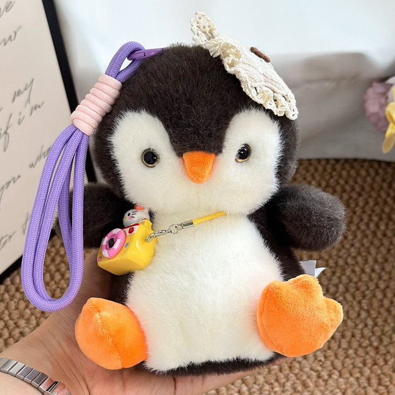 High Quality Custom Plush Stuffed Cute Penguin Toy Keychain Widget