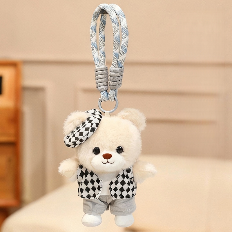 Cute Cartoon Teddy Bear Plush Custom Doll Dressed Soft Stuffed Animal Keychain Toys