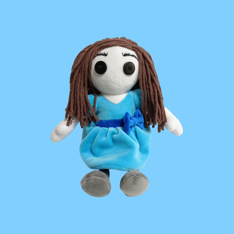 Rag Plush Girl Doll with Woolen Yarn Hair Gift Toy