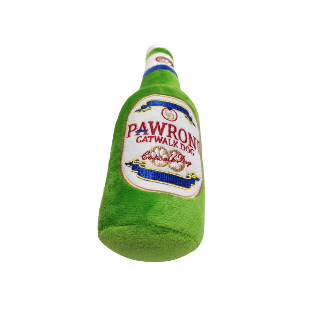 Pawroni Beer Bottle Plush Squeaker Soft Dog Toy