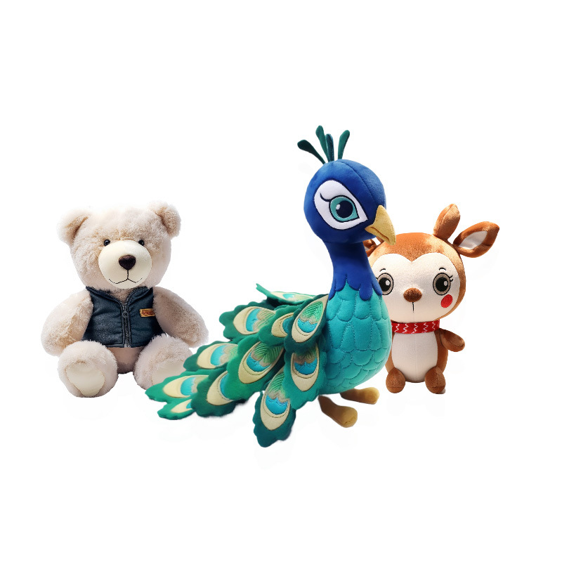 High Quality Embroidery Plush Mascot Stuffed Animal Peacock Toy
