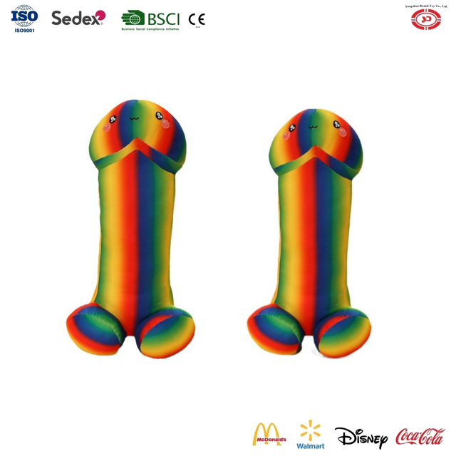 Rainbow Soft Pet Toys Stuffed Penis Plush Wholesale Sex Toy