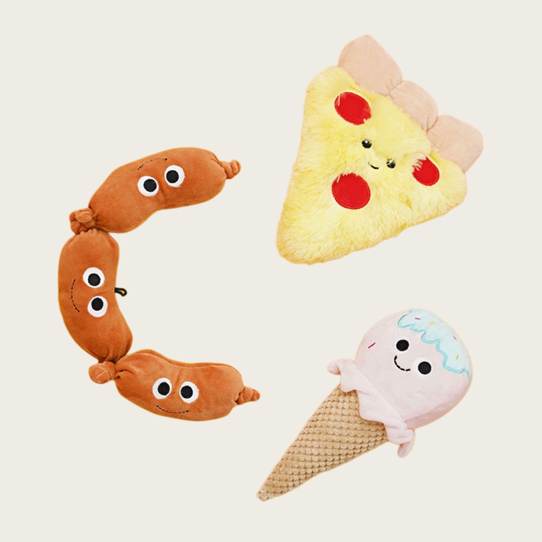 Dog Party Yummy Food Design Hamburger Soft Plush Squeaky Chewy Toys