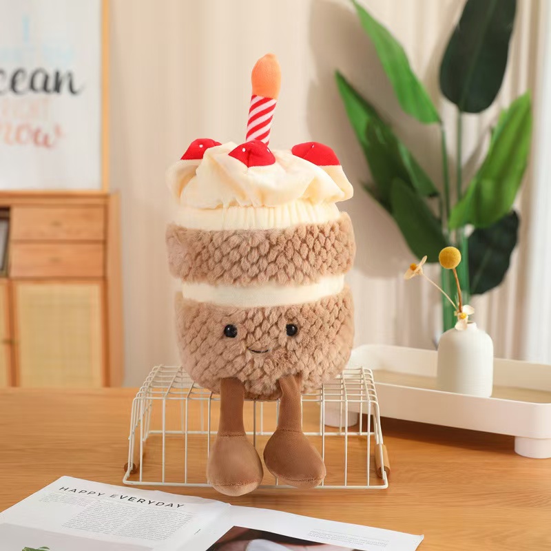 ຂອງຂວັນວັນເດືອນປີເກີດ plush ກາຕູນ stuffed cake ທີ່ສົດໃສ cakea keychain doll