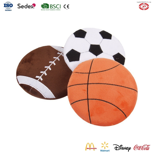 YD-BD009 Flat Round Sports Ball Plush Creative Soft Squeaky Dog Toy Wholesale