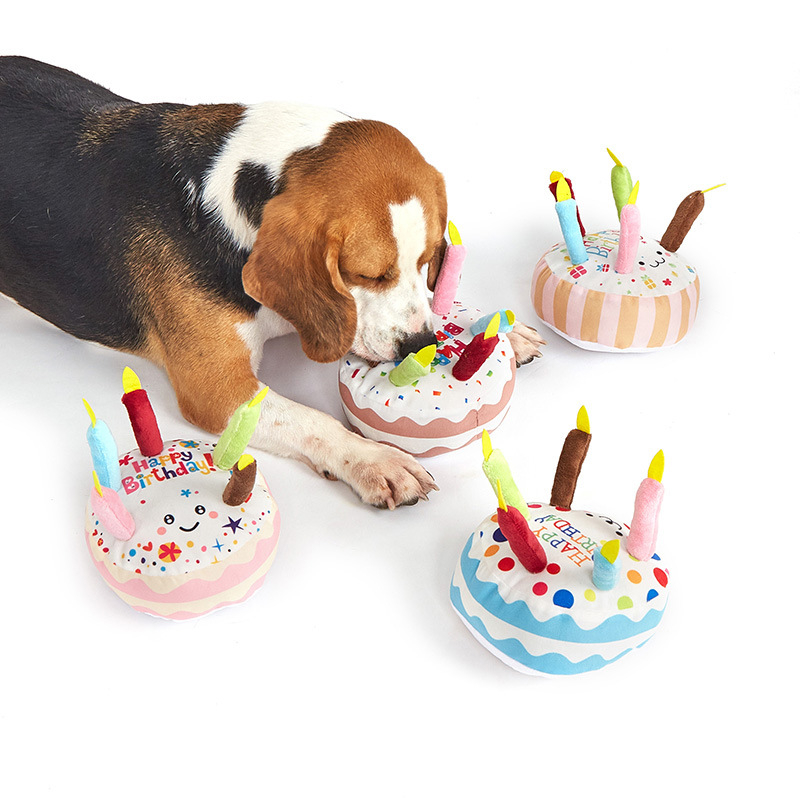 YD-BD014 Birthday Cake Popular Fashion Custom Plush Pet Gift Dog Squeaky Toy