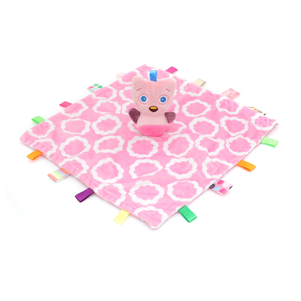 Baby Comforter Soft Soother Blanket with Teether Satin Label Infant Blanket