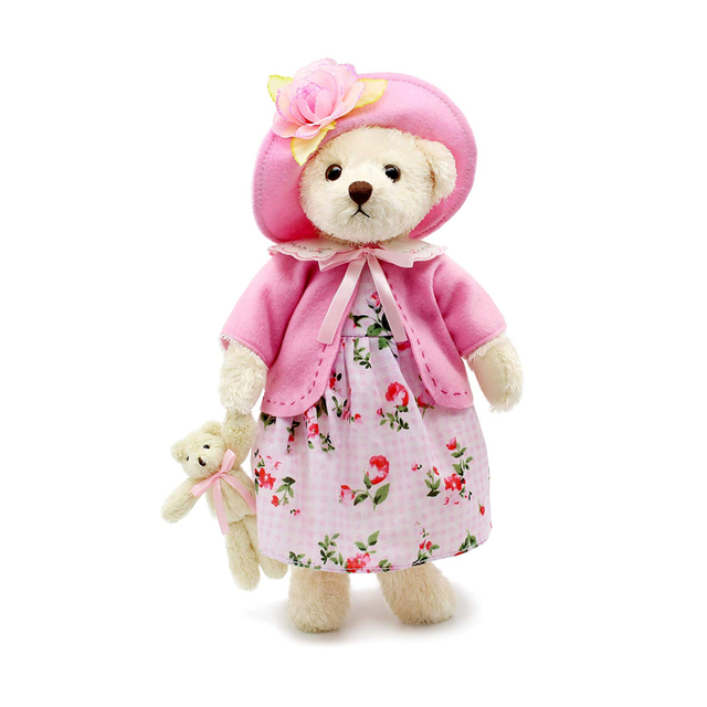Floral Dressing Teddy Bear Stuffed Classical with Joey Plush Soft Toy