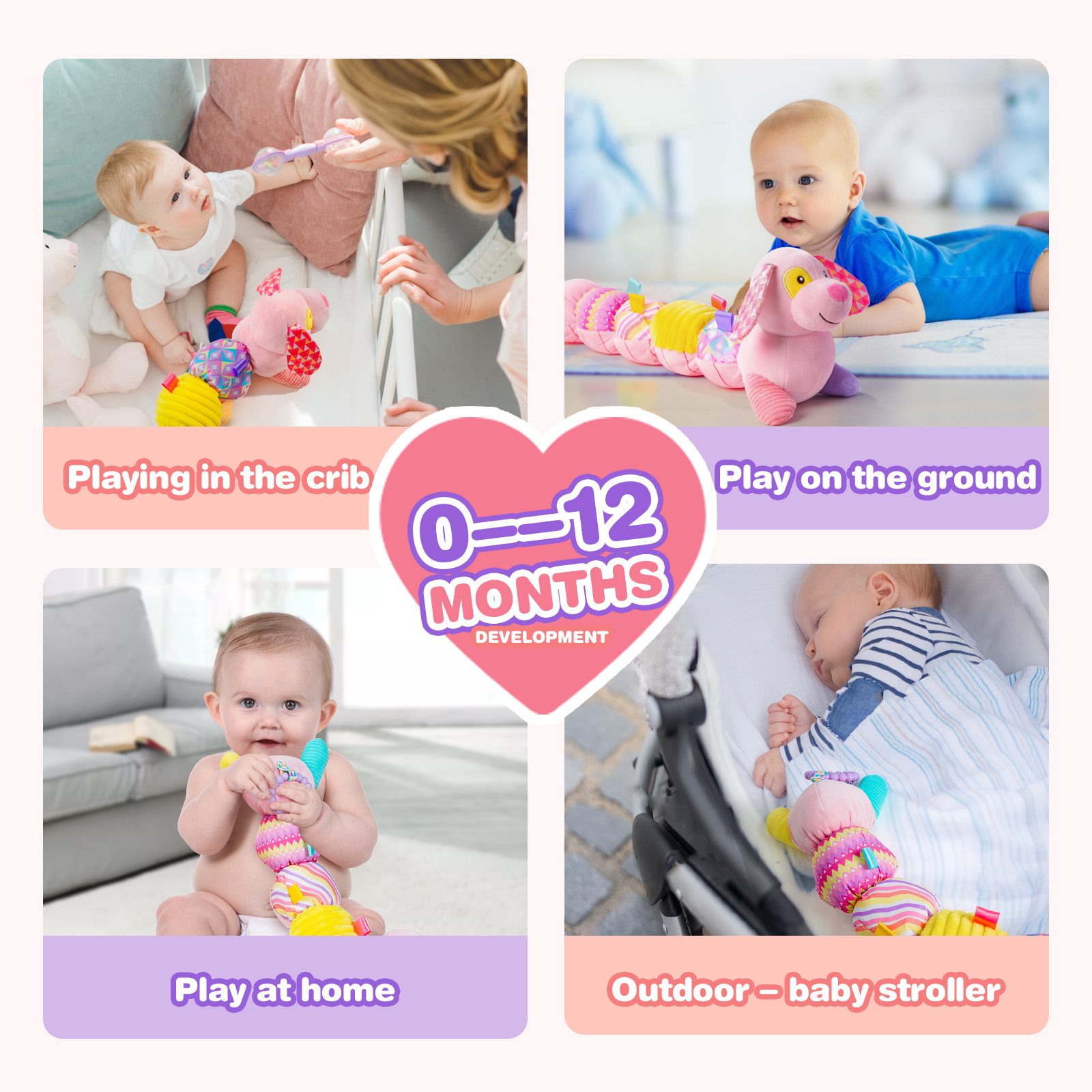 Creative Plush Electric Soft Pink Dog Baby Toy Doll Children Gift