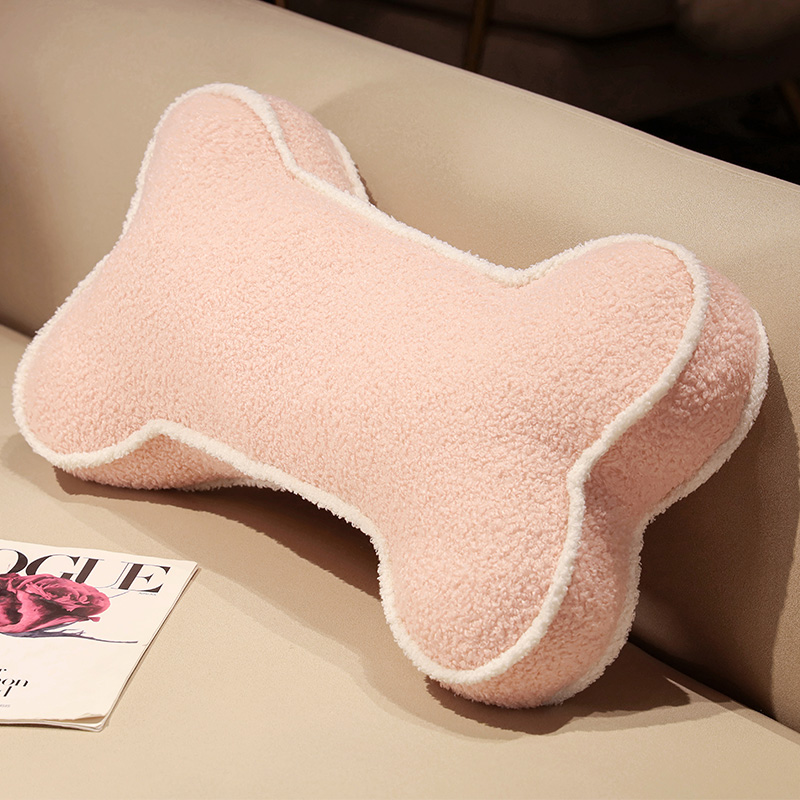 Custom Logo Cushion Plush Stuffed Bone Shape Fluffy Toy Pillow