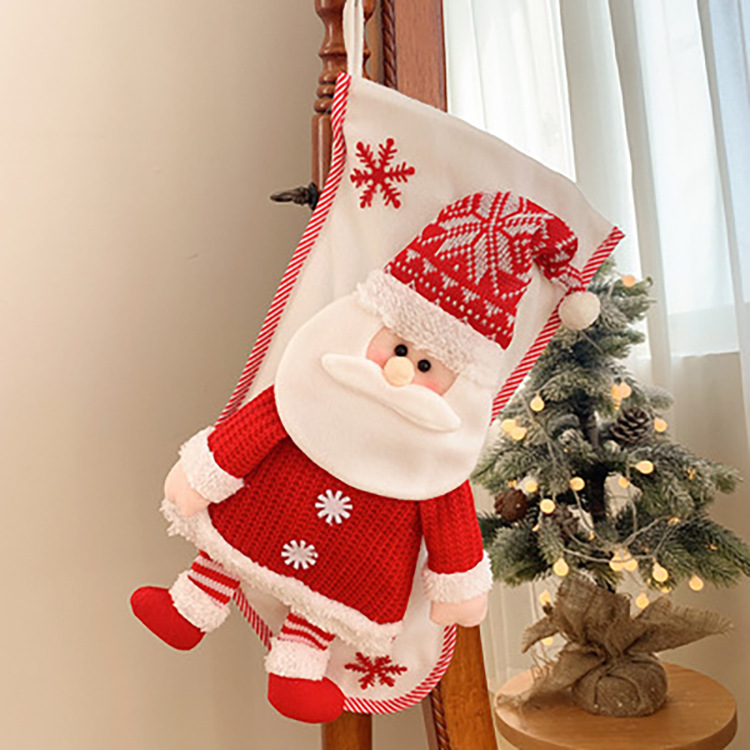 High Quality Wholesale Custom Christmas Sock Plush Soft Holiday Decoration