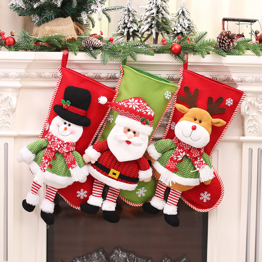 Wholesale Christmas Decoration Plush Stockings Polar Fleece High Quality Socks