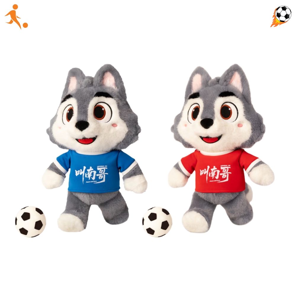 Wolf Fluffy Football World Cup Sports Mascot Plush OEM Animal Wholesale Doll Sovenir Toys