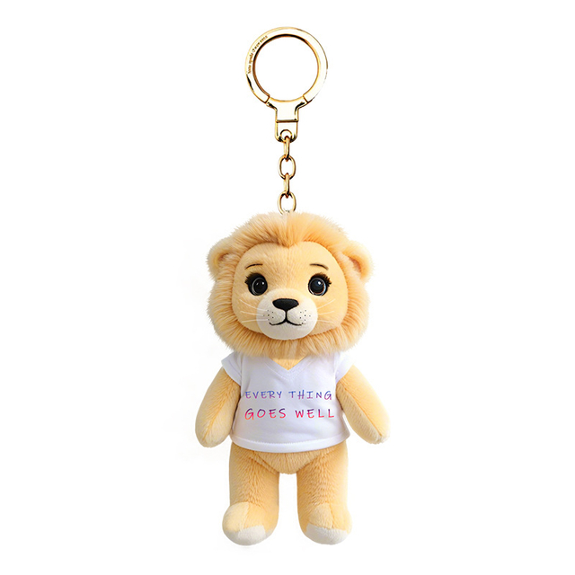 Custom Logo Wholesale Plush Stuffed Furry Cute Lion Toy Keyring