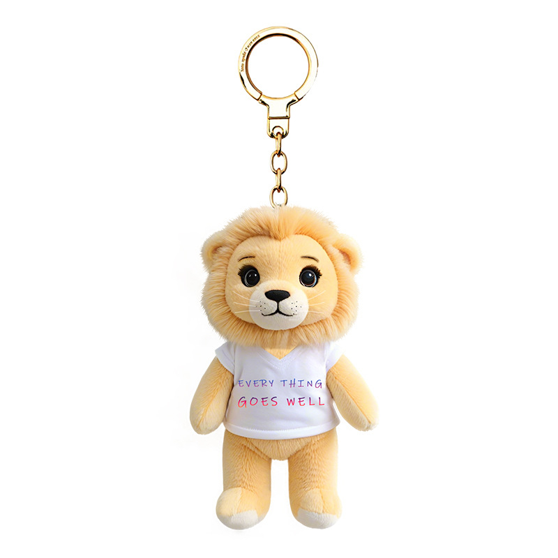 Custom Logo Wholesale Plush Stuffed Furry Cute Lion Toy Keyring