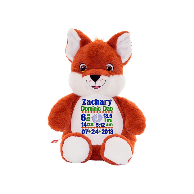 Personalized Embroidered Plush Soft Stuffed with Zipper Pods inside Custom Animal Toys