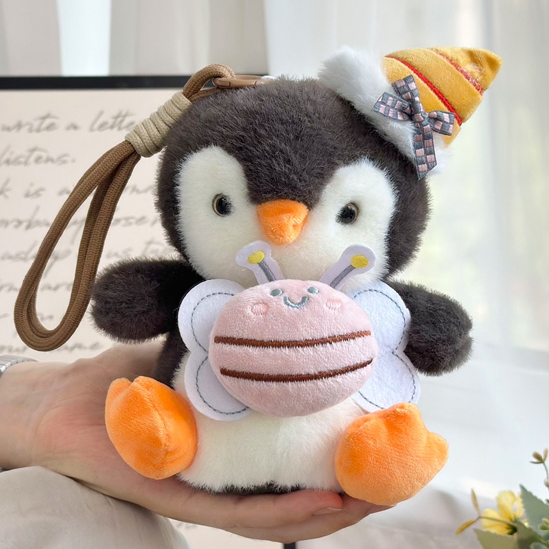 High Quality Custom Plush Stuffed Cute Penguin Toy Keychain Widget