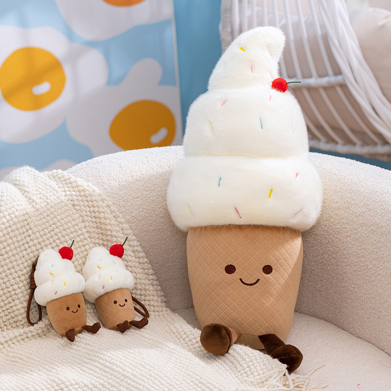 Creative Custom Plush Stuffed Cartoon Ice Cream Toy Keychain Pillow