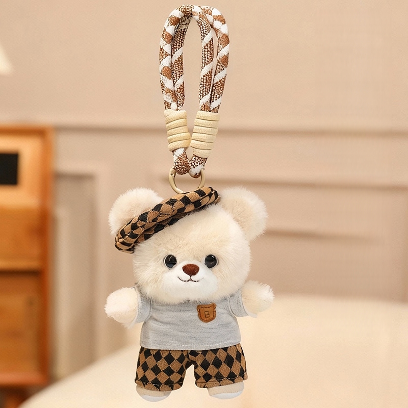 Cute Cartoon Teddy Bear Plush Custom Doll Dressed Soft Stuffed Animal Keychain Toys