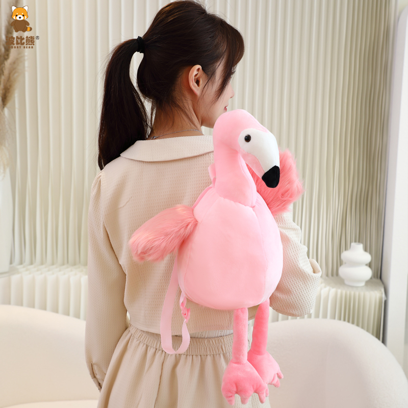 Creative Design Plush Stuffed Pink Flamingo Toy Bag Child Backpack