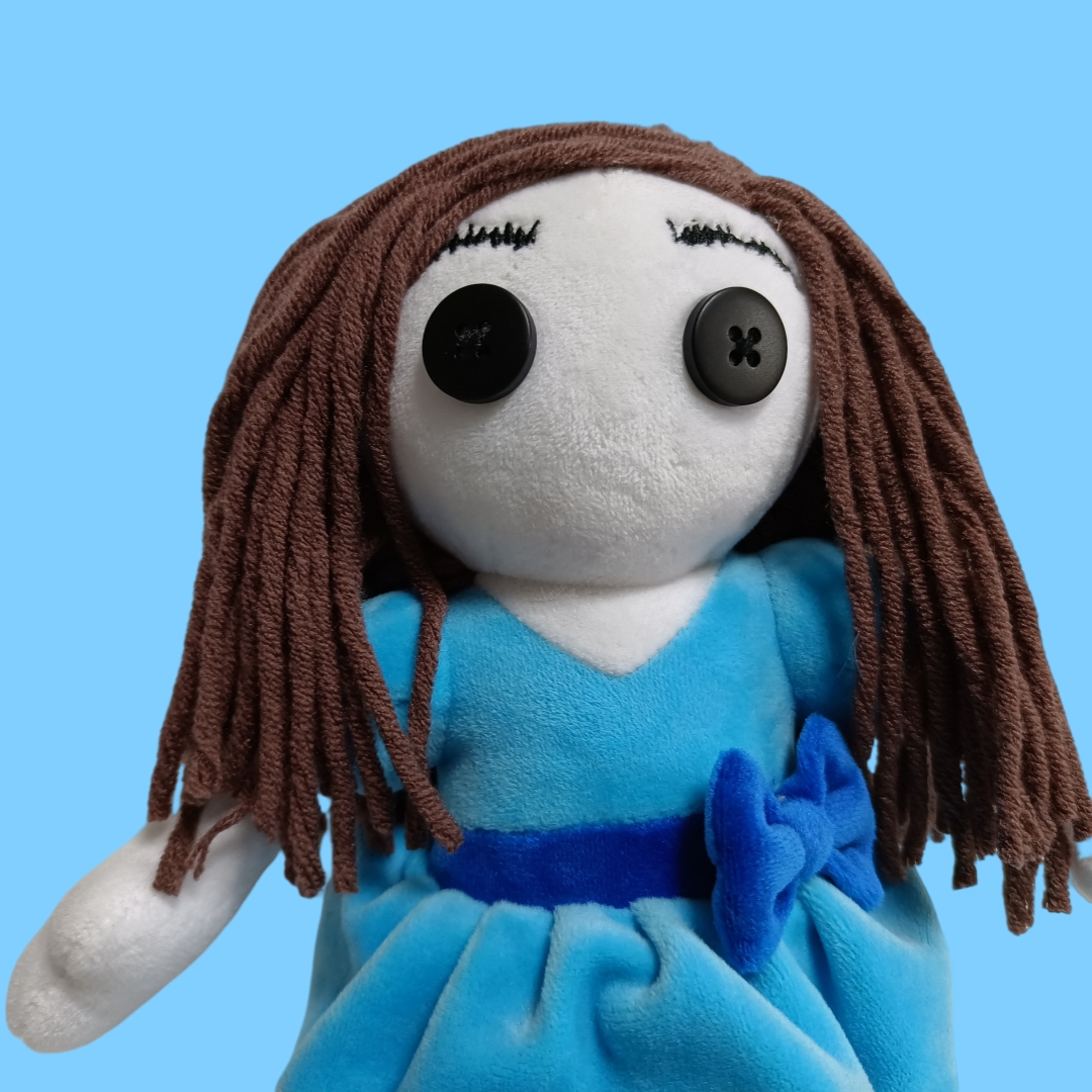 Rag Plush Girl Doll with Woolen Yarn Hair Gift Toy