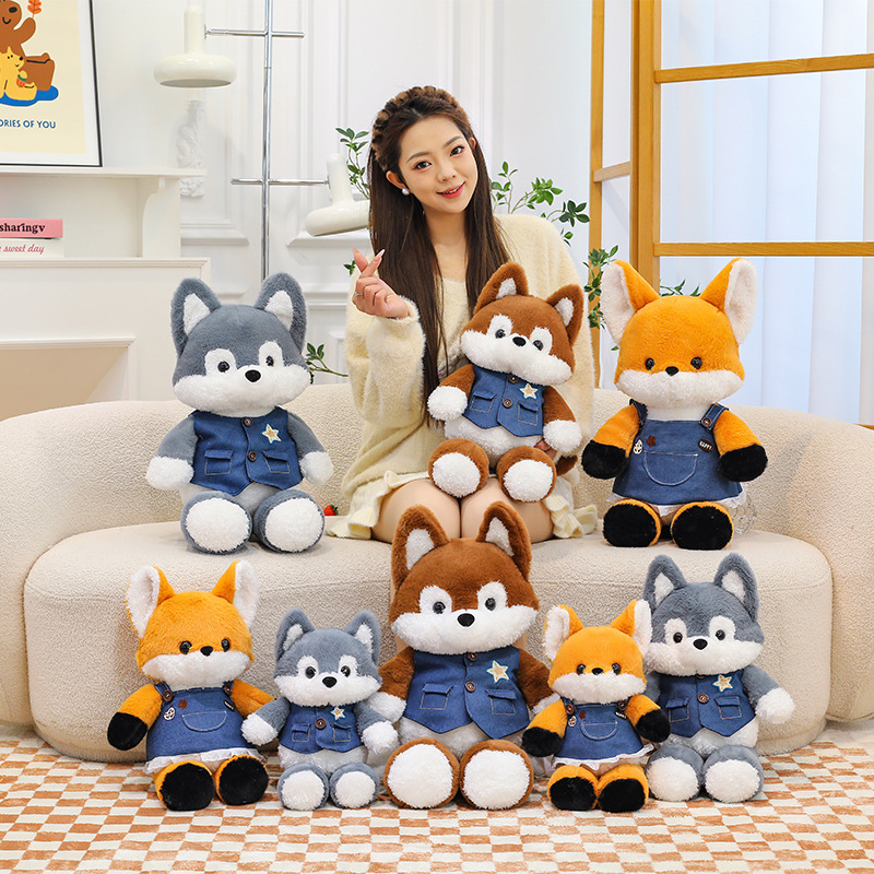 High Quality Custom Plush Stuffed Cartoon Running Fox Husky Toy Child Gift