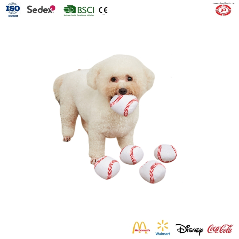 YD-BD003 10cm Baseball Wholesale Pet Gift Plush Soft Squeaky Dog Chewy Toy