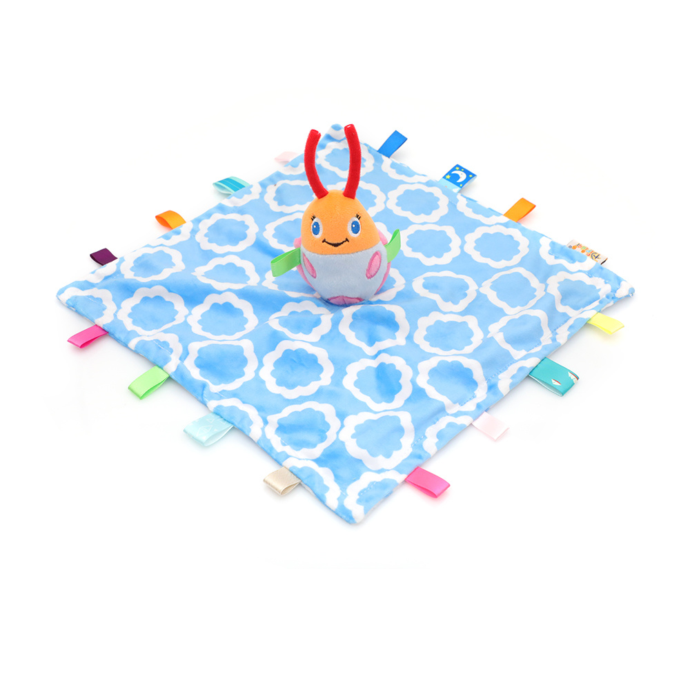Baby Comforter Soft Soother Blanket with Teether Satin Label Infant Blanket