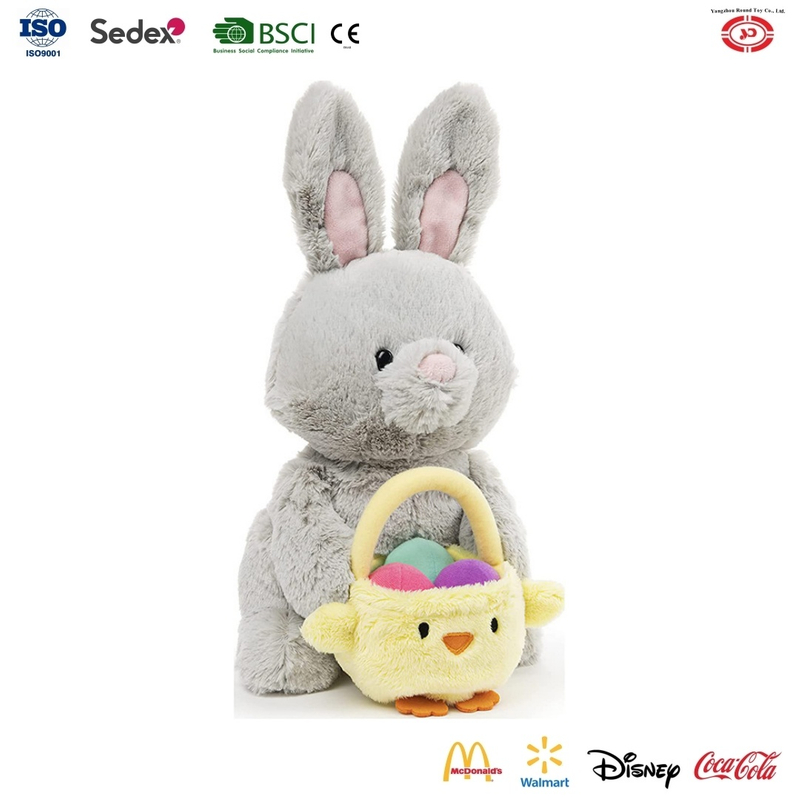 YD-BD050 Easter Soft Plush Grey Rabbit Stuffed Animal Kids Gift Toys