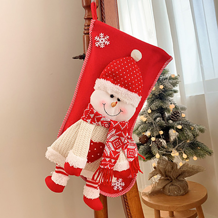High Quality Wholesale Custom Christmas Sock Plush Soft Holiday Decoration