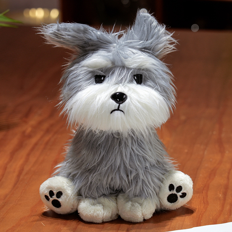 カスタムのぬいぐるみの毛皮のような柔らかいシュナウザー犬のおもちゃの子供のための人形