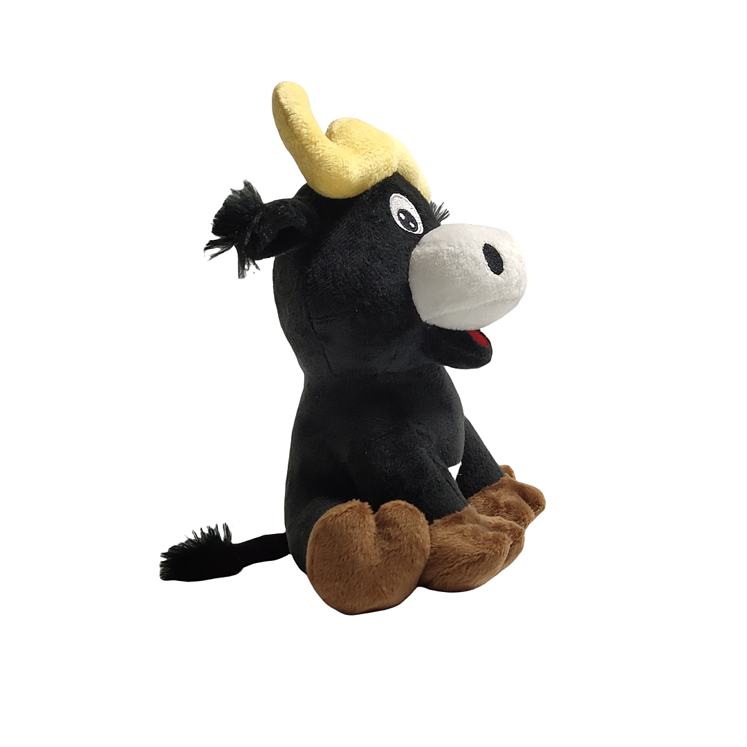 Cow Black Sitting Animal Plush Soft Custom Horn Stuffed CE Kids Gift Toys