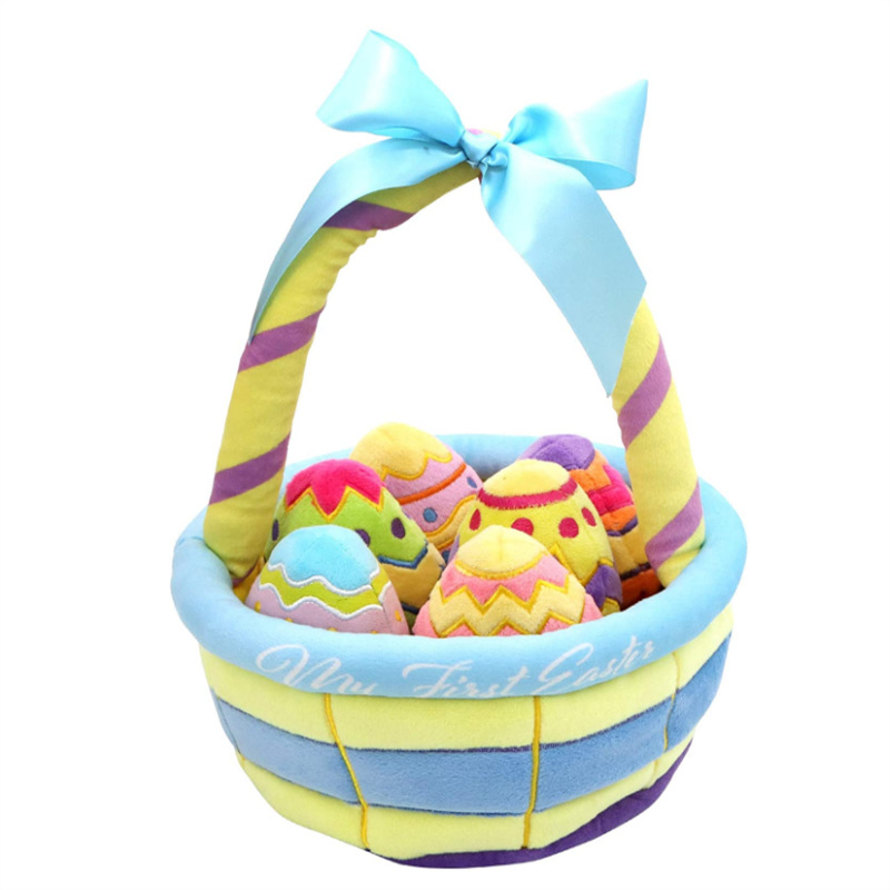 Wholesale Easter Toy Set Plush Stuffed Easter Eggs with Basket